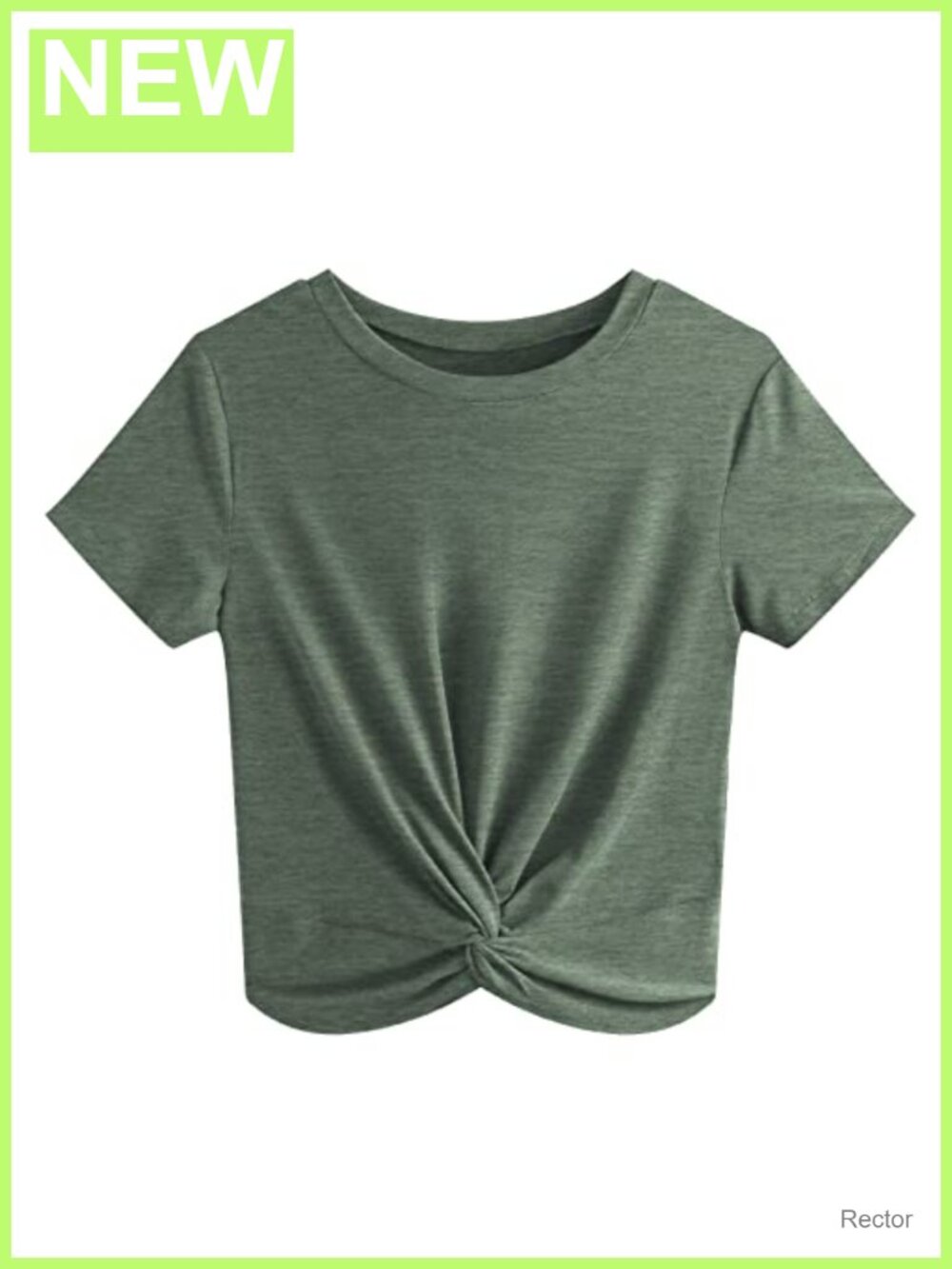 Twist Front Crop Top Short Sleeve Round Neck Casual T-Shirt